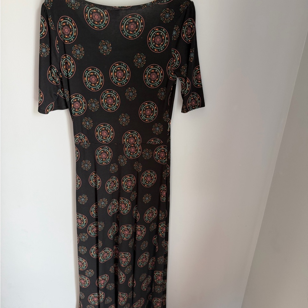 LuLaRoe Black Maxi Dress with Multicolor Medallion Print - Picture 2 of 5